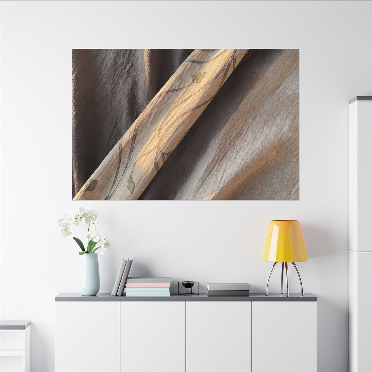 Warm Silk Drape Canvas Art - Japanese Pattern Japandi