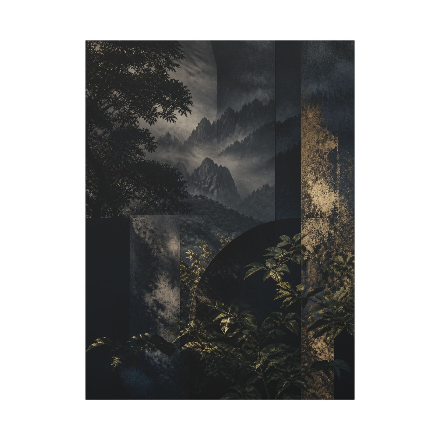 Mountain Mist Summer Canvas Art | Dark Japandi Atmospheric Design