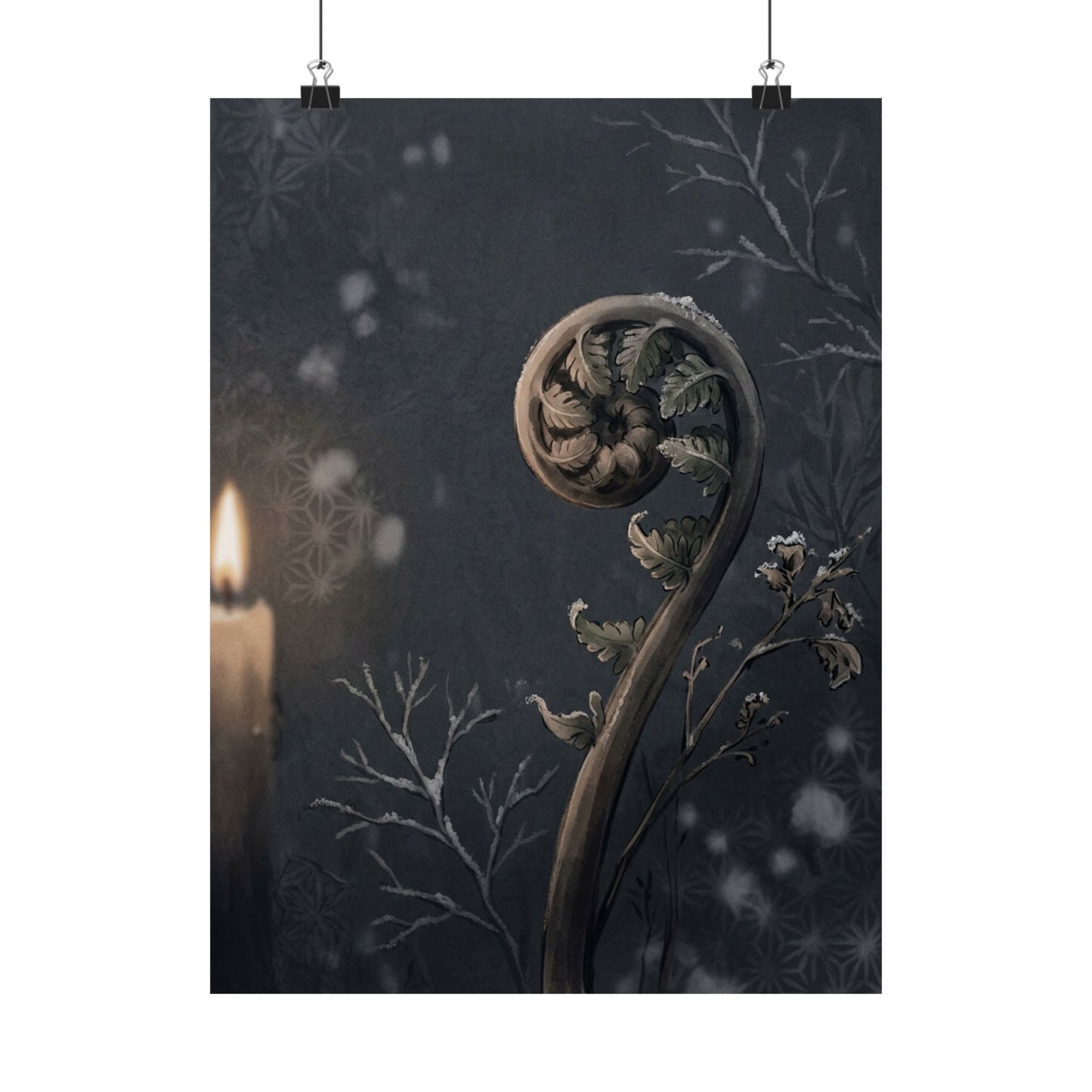 Fern Unfurling Japanese Pattern Wall Art Print | Warm Japandi Art