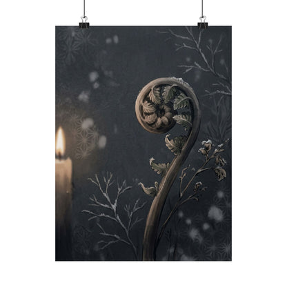 Fern Unfurling Japanese Pattern Wall Art Print | Warm Japandi Art