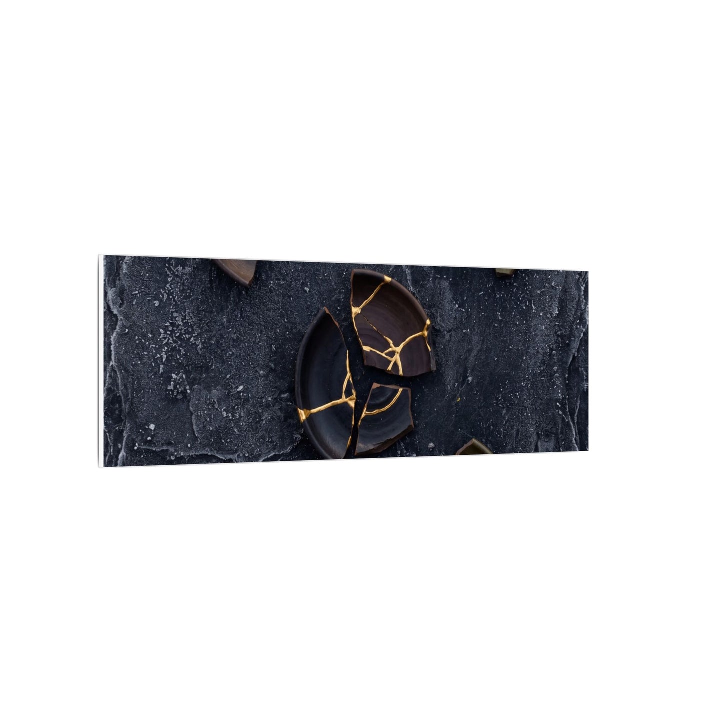 Broken Pottery Canvas Art | Winter Dark Japandi Shadow Zen Art