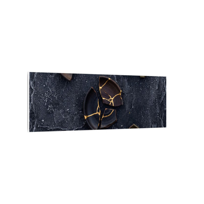 Broken Pottery Canvas Art | Winter Dark Japandi Shadow Zen Art