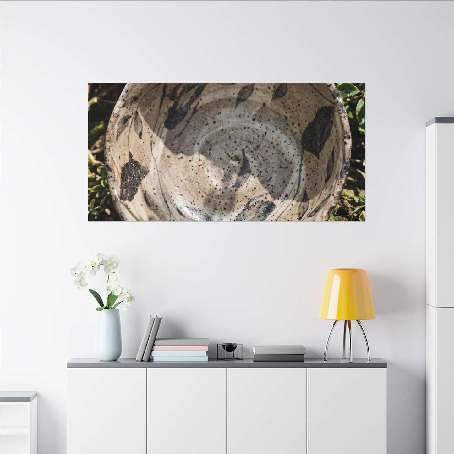 Elegant Ceramic Bowl Canvas Art - Japanese Pattern Japandi