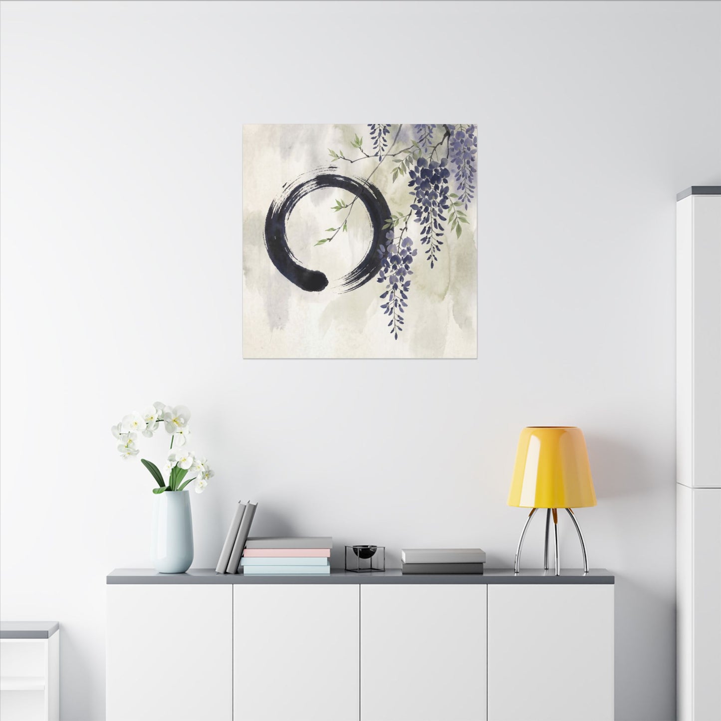 Wisteria Enso Canvas Art | Serene Zen Art