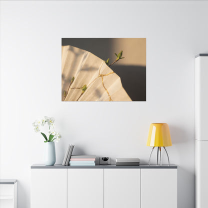 Paper Fold Gold Vein Canvas Art | Healing Kintsugi Art