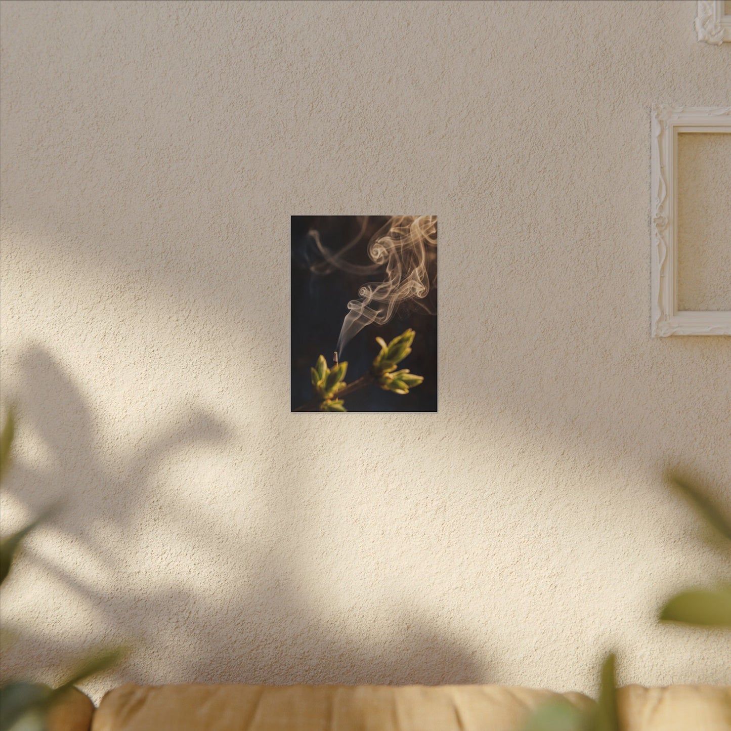 Golden Hour Incense Smoke Canvas Art - Dark Japandi Kanso