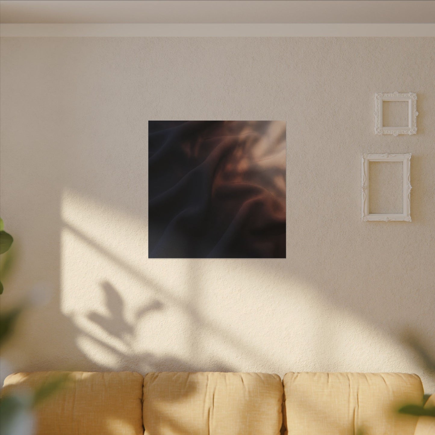 Dark Japandi Silk Drape in Dawn | Shadow Zen Canvas Art