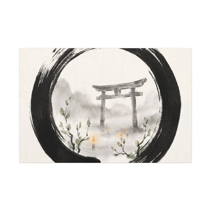 Spring Torii Gate Enso Canvas Art | Tranquil Decor Art Print
