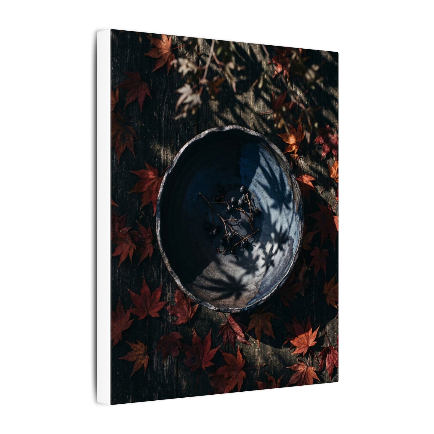 Autumn Ceramic Bowl Shadow Zen Canvas Art | Bold Decor