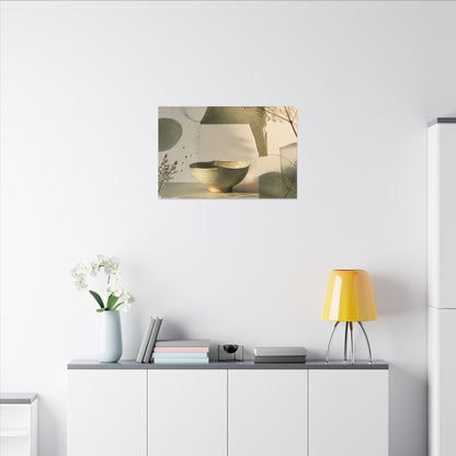 Warm Ceramic Bowl Canvas Art - Minimal Line Japandi
