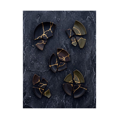 Moody Broken Pottery Wall Art Print - Shadow Zen Dark Japandi