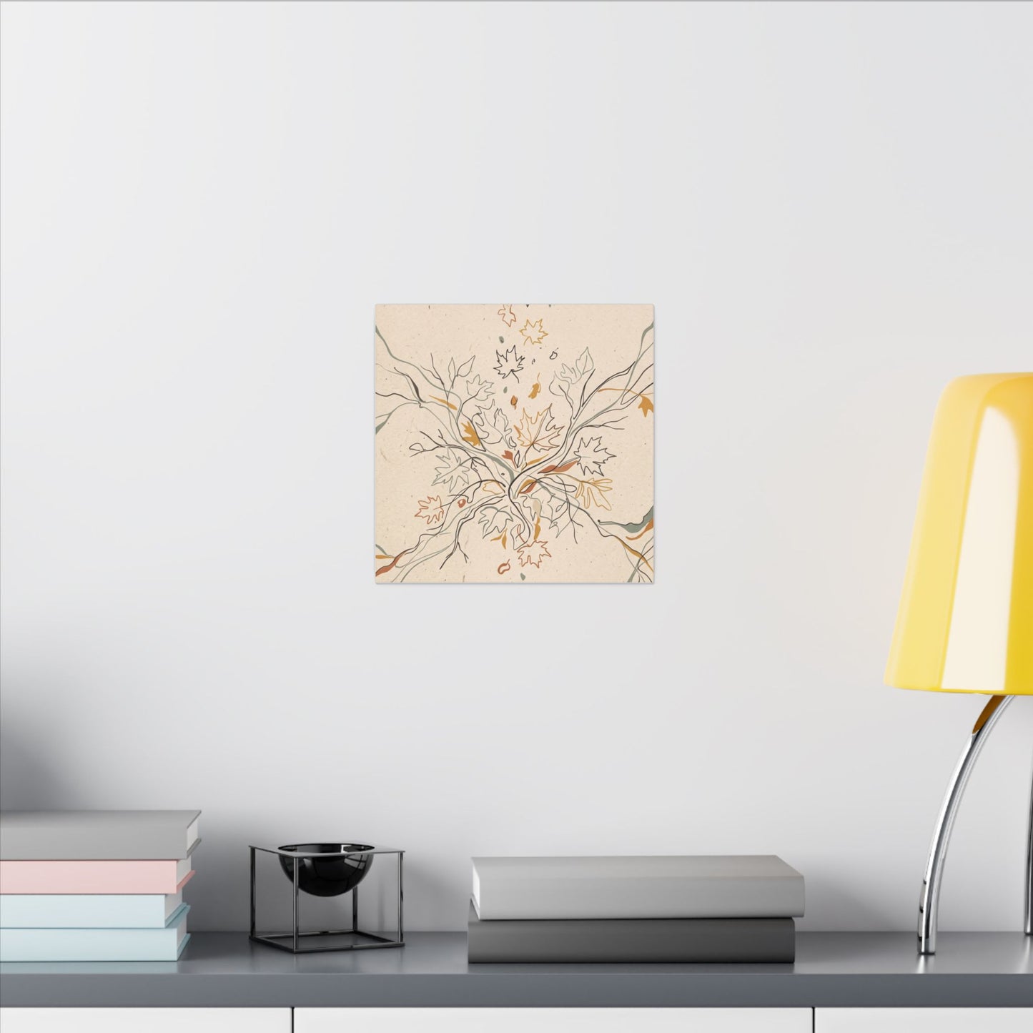 Warm Shadow Play Canvas Art - Minimal Line Japandi