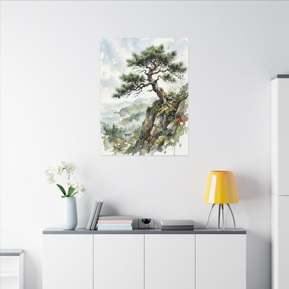 Pine Tree Spring Canvas Art | Japandi Neutral Design