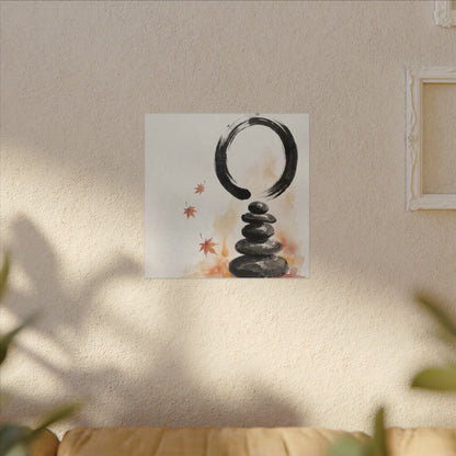 River Stones Canvas Art | Autumn Zen Enso Art