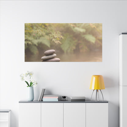 Cozy River Stones Canvas Art - Japanese Pattern Japandi