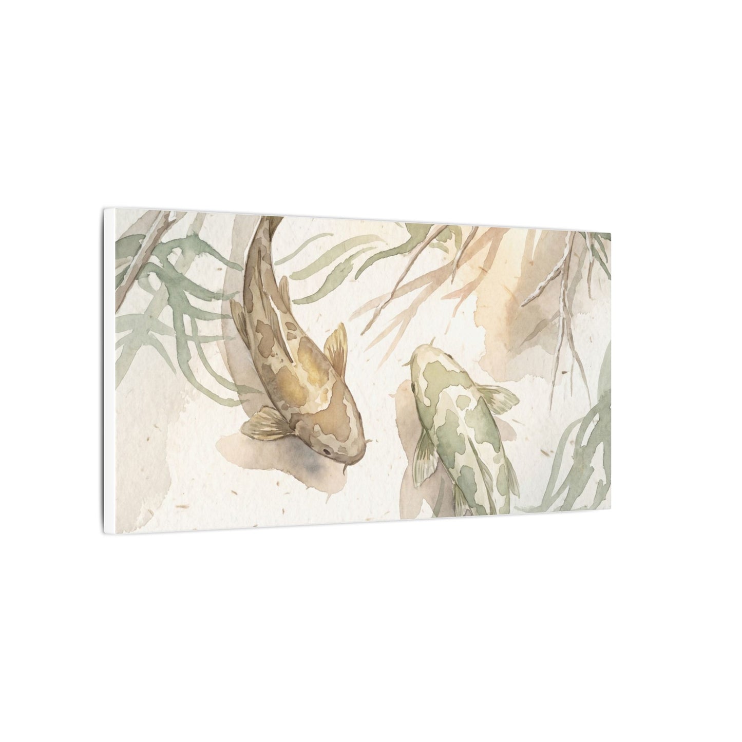 Koi Pond Canvas Art | Winter Japandi Watercolor Art
