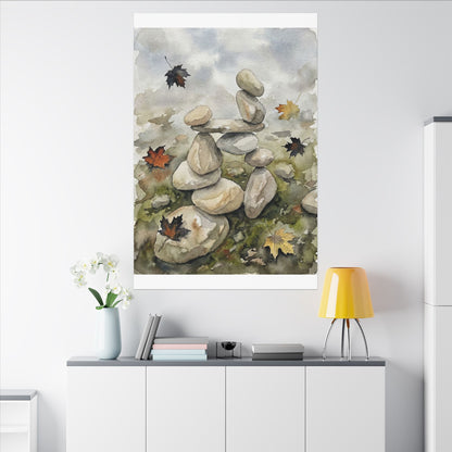 Overcast River Stones Canvas Art - Japandi Fukinsei