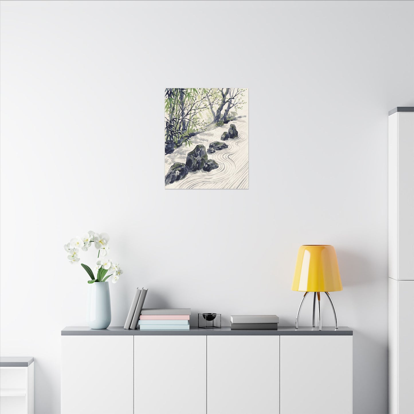 Dappled Rock Garden Canvas Art - Zen Mono No Aware