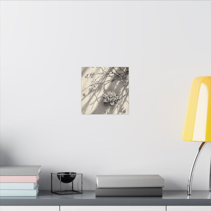Winter Lotus Flower Sumi E Canvas Art | Contemplative Decor