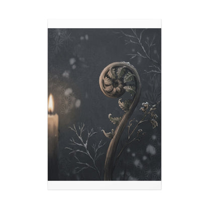 Candlelight Fern Unfurling Canvas Art - Japandi Ma