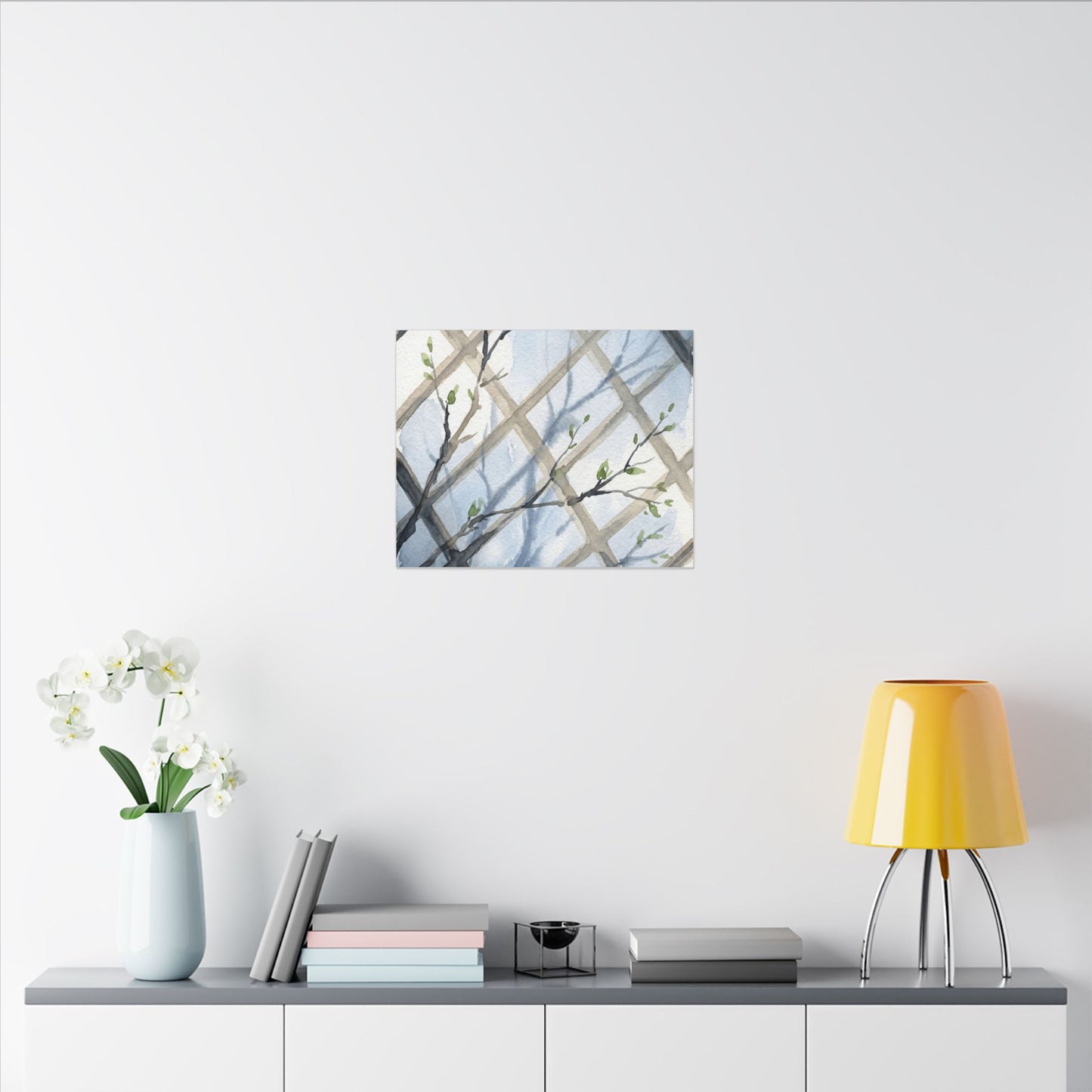 Shoji Screen Canvas Art | Spring Japandi Watercolor Art