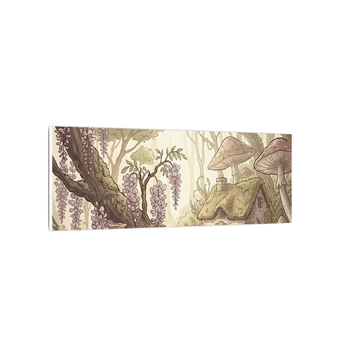 Summer Wisteria Mushroom Illustration Canvas Art | Enchanting Decor