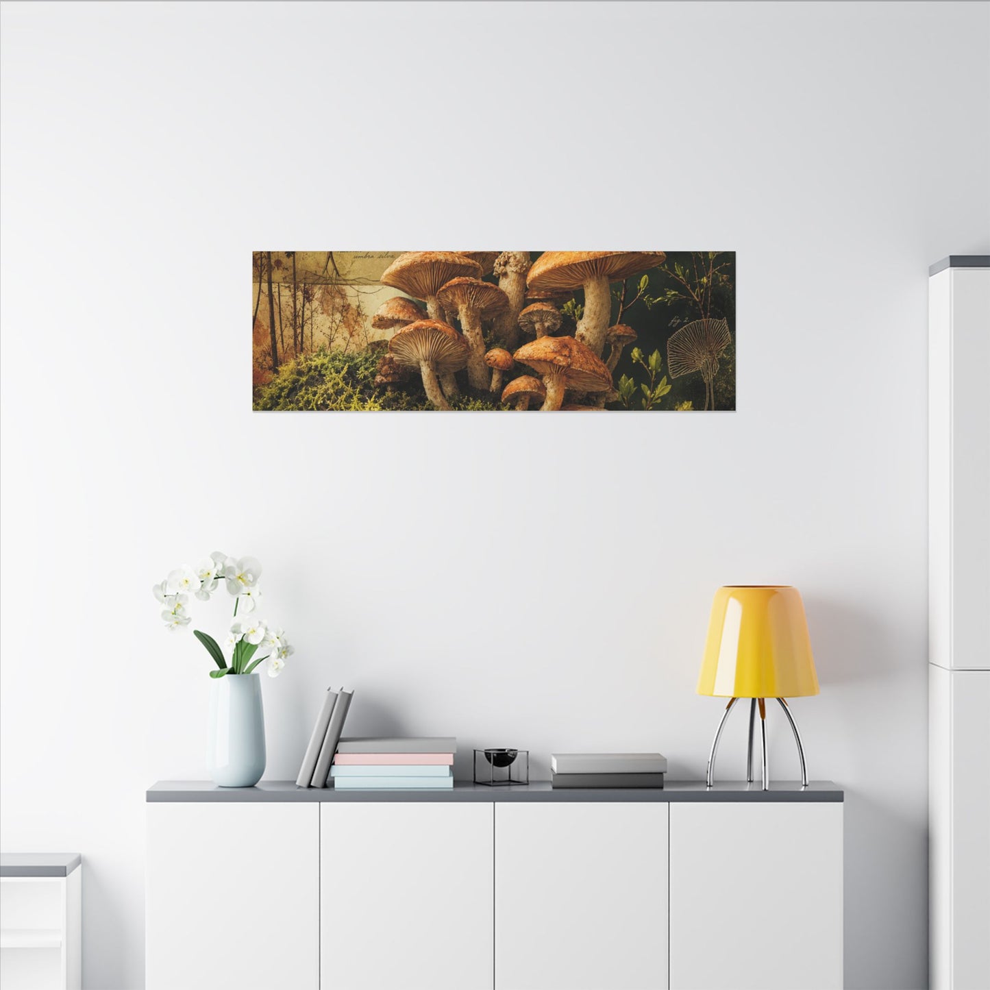 Spring Wild Mushrooms Herbarium Canvas Art | Earthy Decor