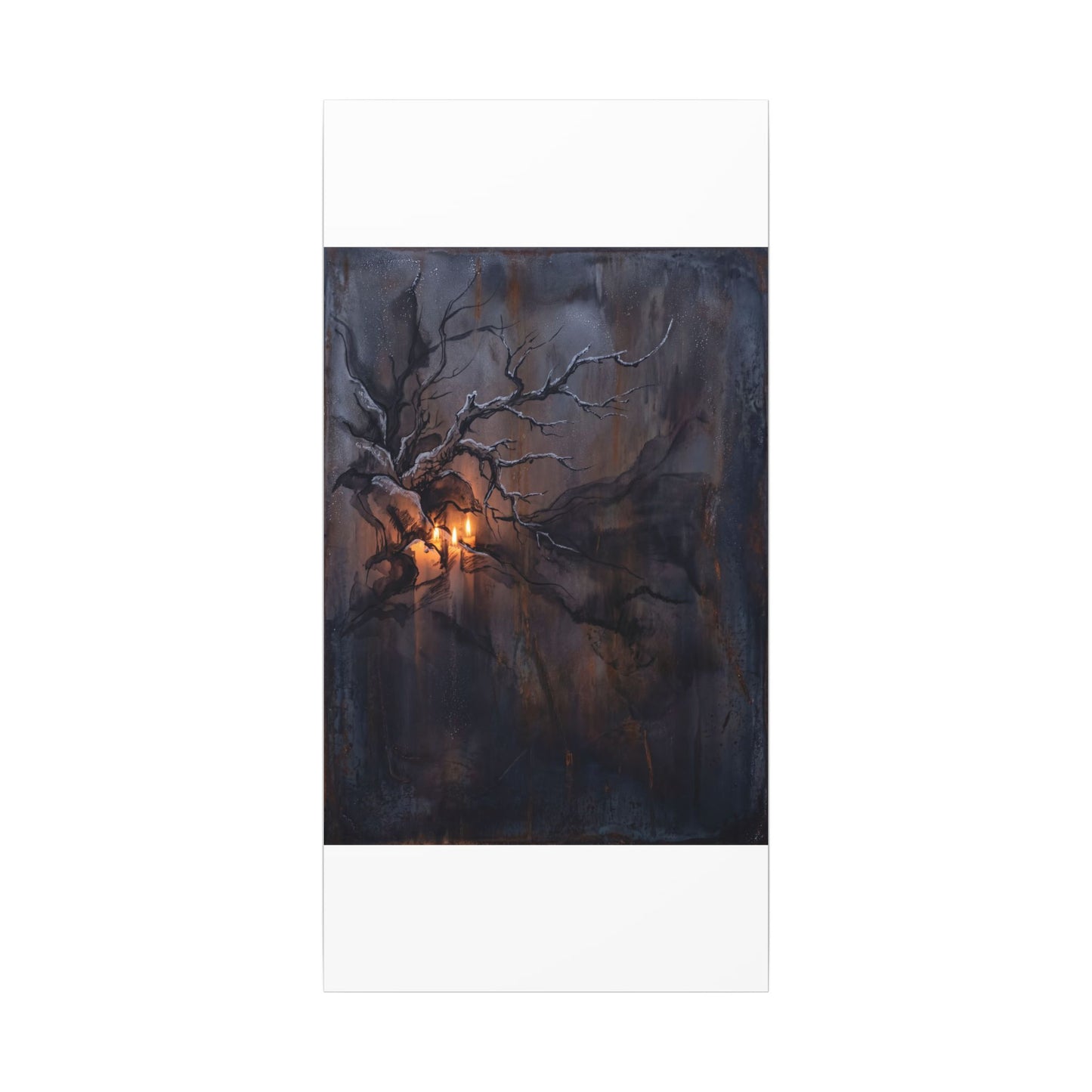 Winter Rust Patina Charcoal Ink Canvas Art | Atmospheric Decor