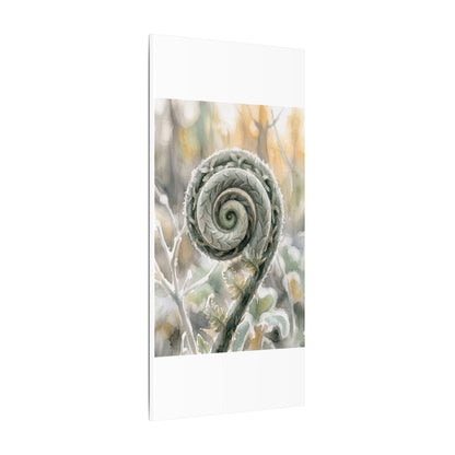 Winter Fern Unfurling Watercolor Canvas Art | Cozy Decor