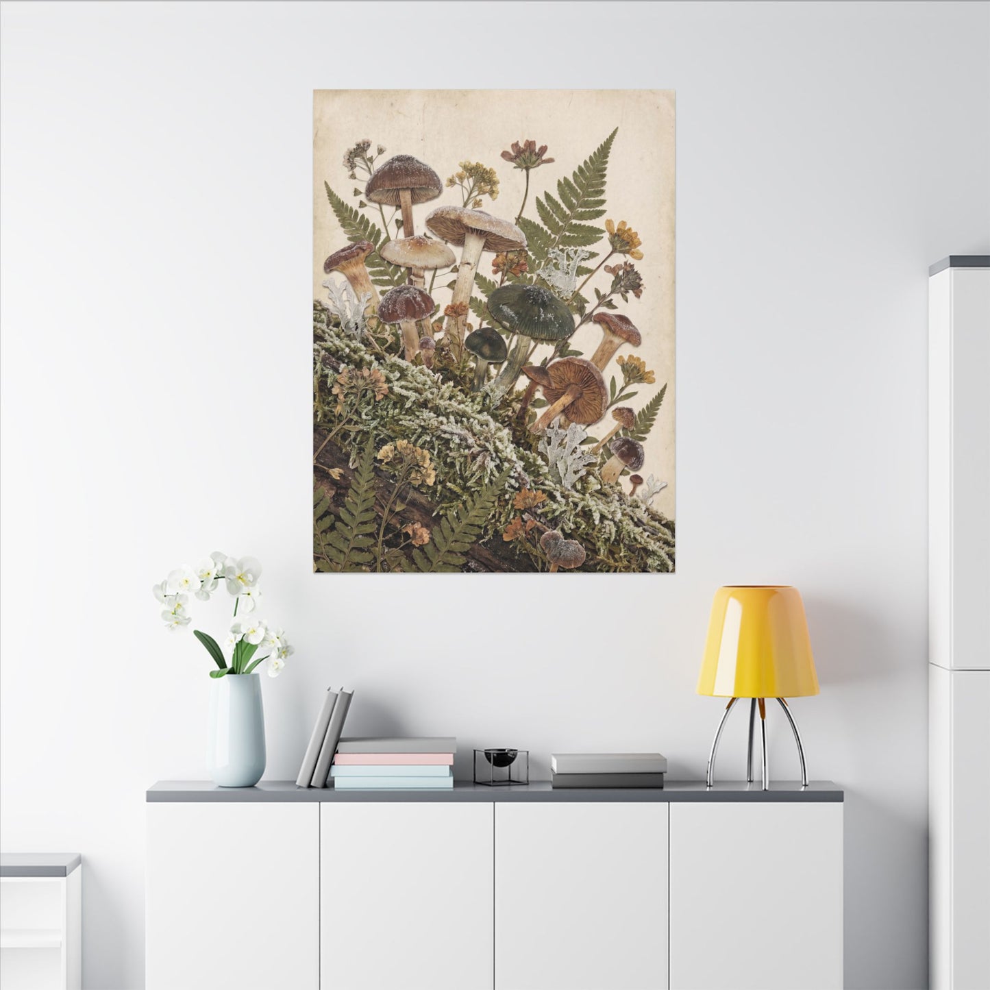 Winter Wild Mushrooms Herbarium Canvas Art | Enchanting Decor