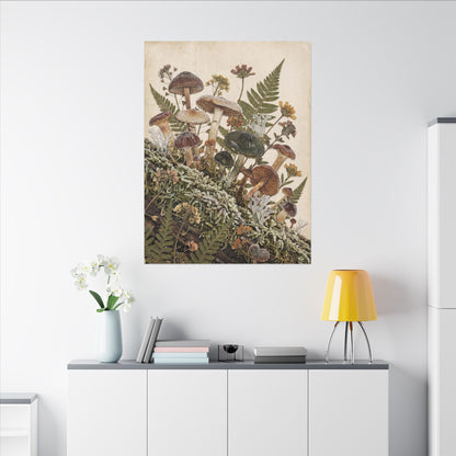 Winter Wild Mushrooms Herbarium Canvas Art | Enchanting Decor