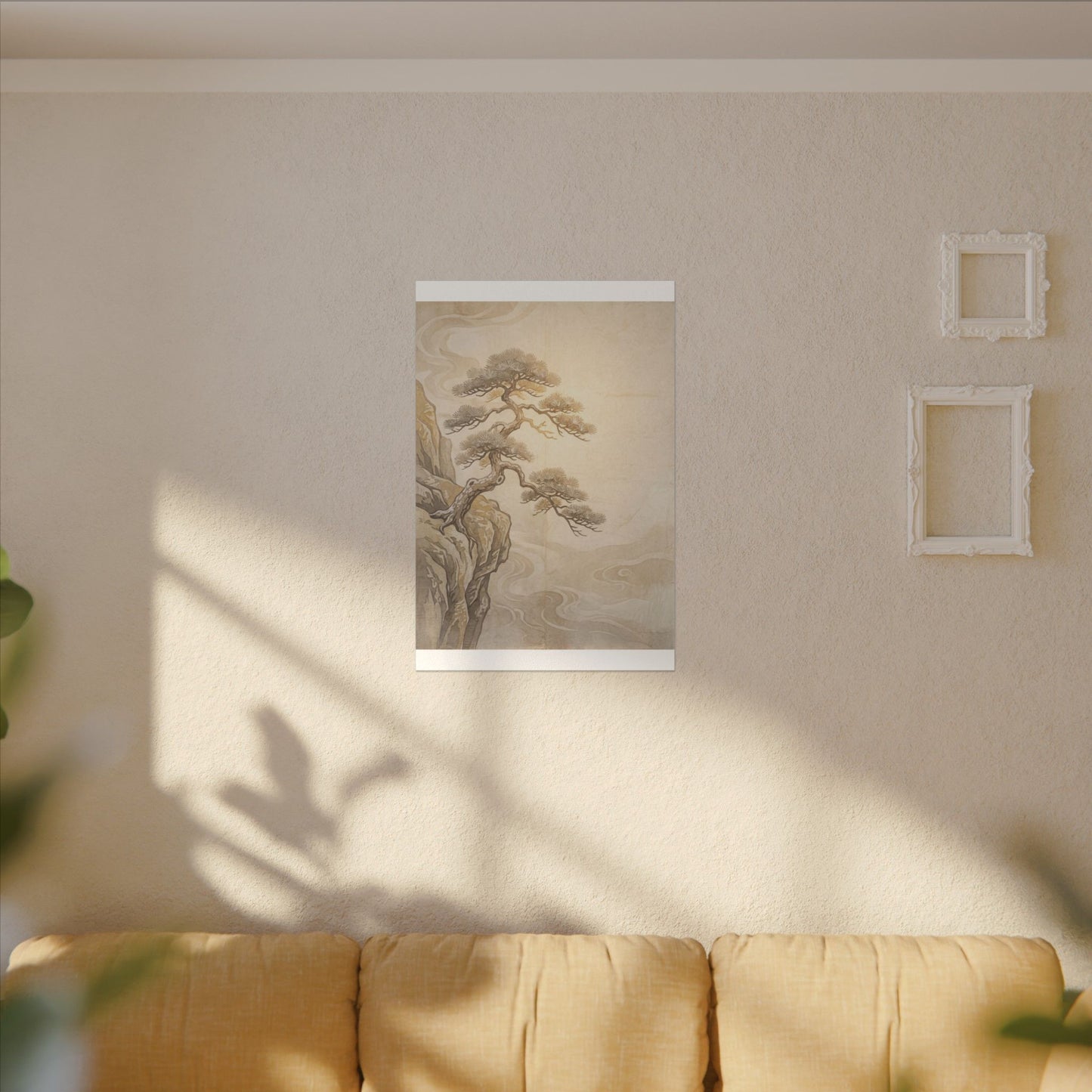 Winter Pine Tree Japanese Pattern Canvas Art | Elegant Decor