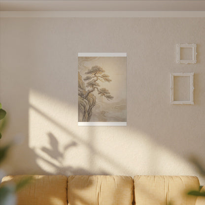 Winter Pine Tree Japanese Pattern Canvas Art | Elegant Decor