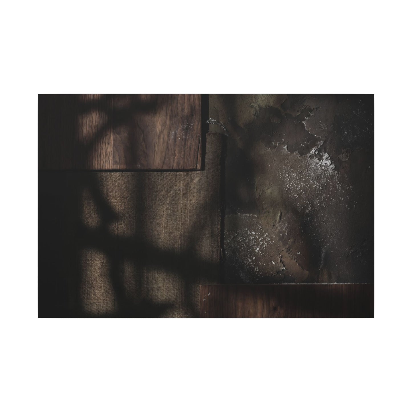 Dark Japandi Shadow Play in Candlelight | Dark Texture Canvas Art