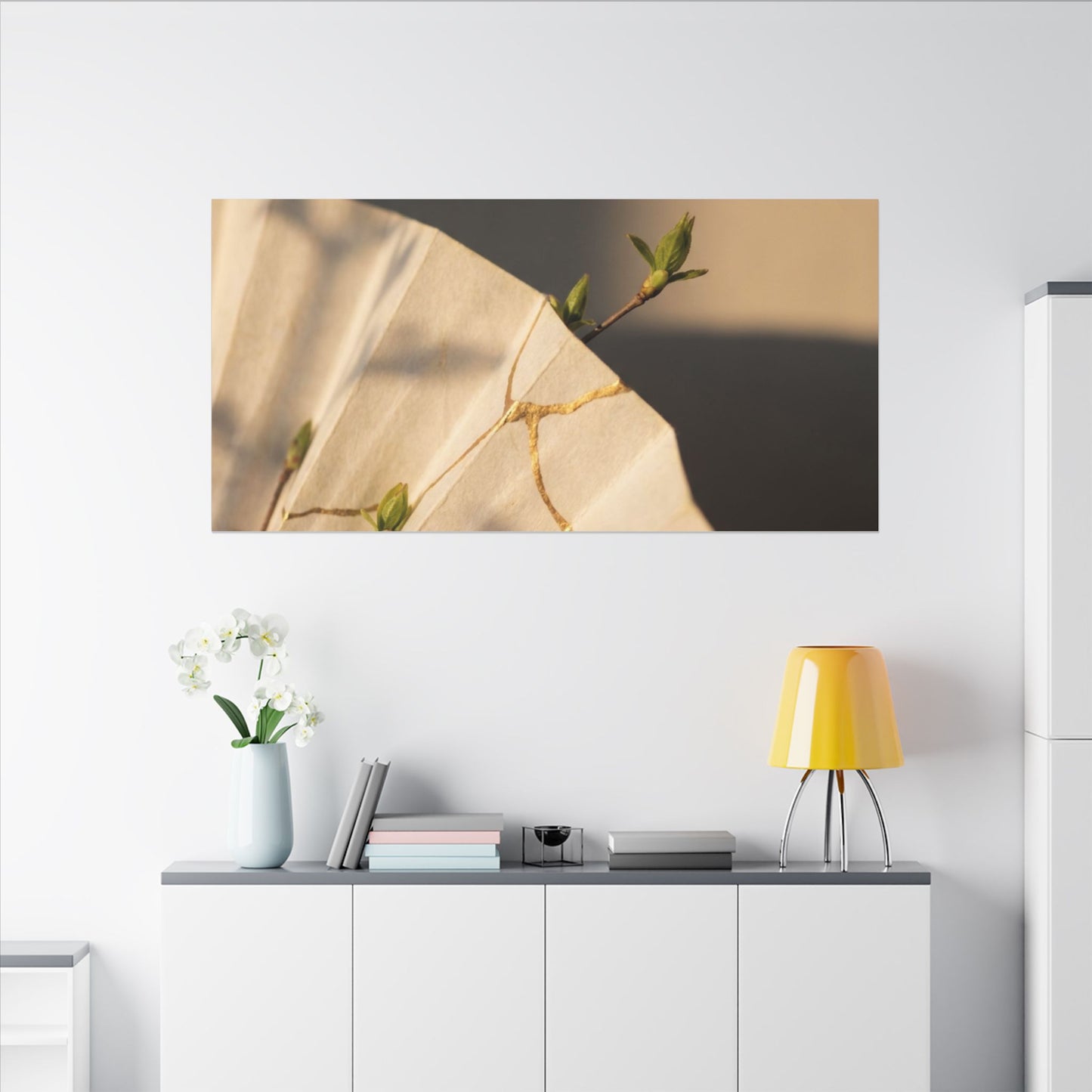 Paper Fold Gold Vein Canvas Art | Healing Kintsugi Art