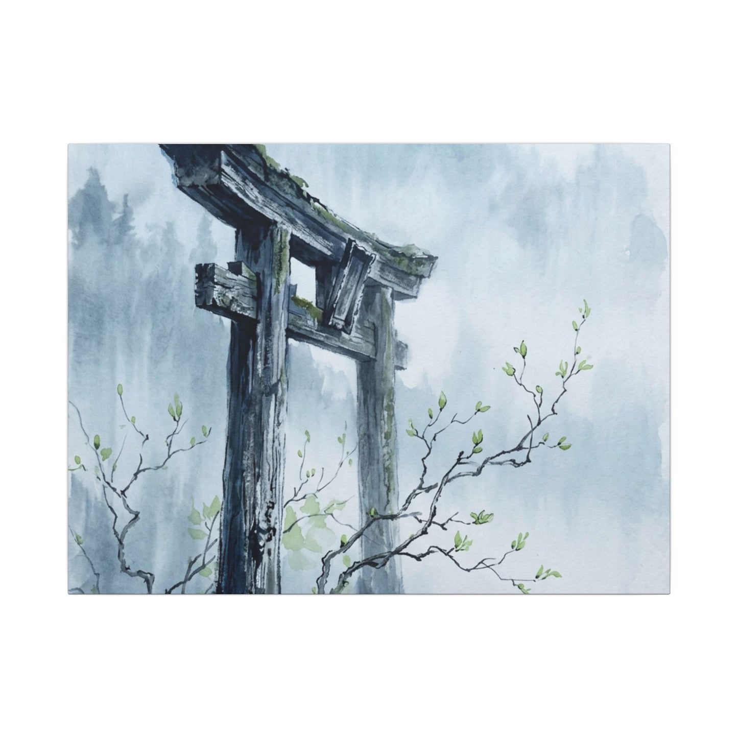 Torii Gate Canvas Art | Spring Zen Sumi E Art Art Print