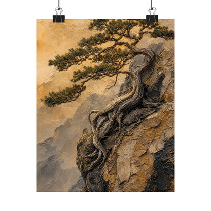 Elegant Pine Tree Wall Art Print - Texture Japandi