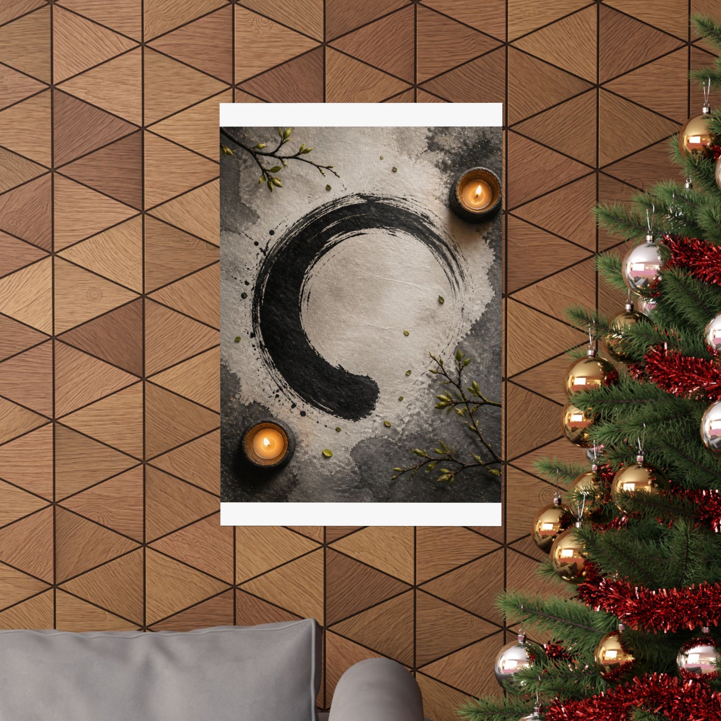 Peaceful Ink Brushstroke Wall Art Print - Enso Zen
