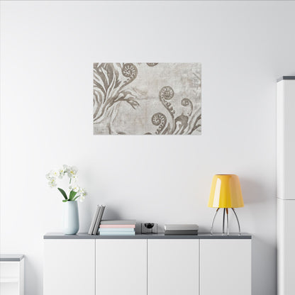 Japandi Fern Unfurling in Overcast | Japanese Pattern Canvas Art