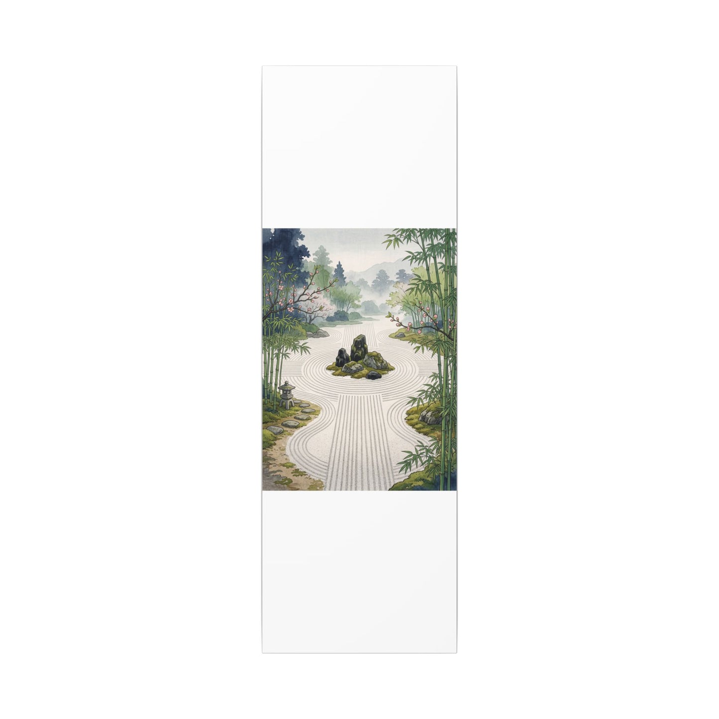 Rock Garden Ukiyo E Inspired Canvas Art | Contemplative Zen Art