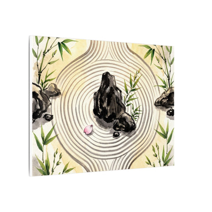 Zen Rock Garden in Golden Hour | Sumi E Canvas Art
