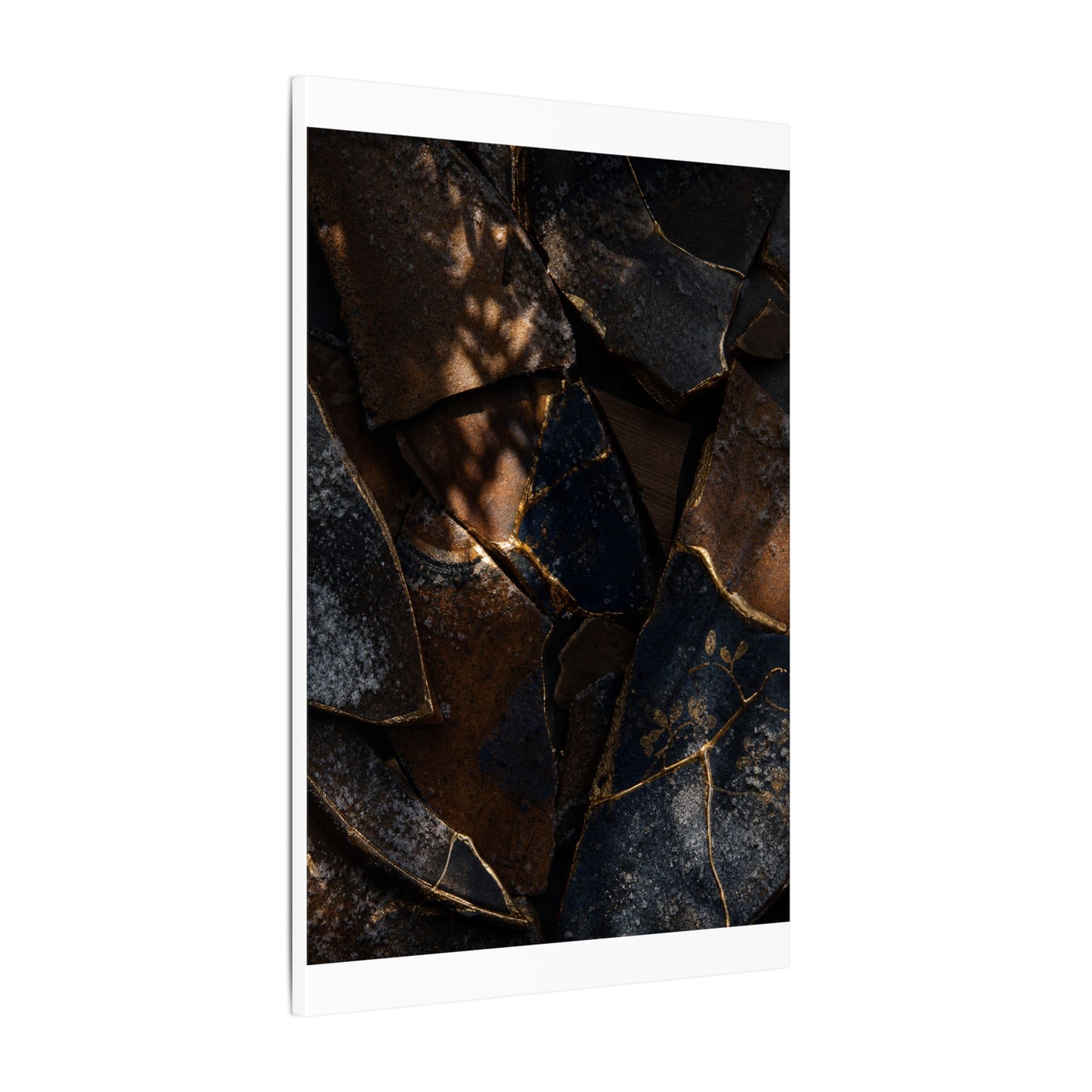 Fukinsei Broken Pottery Canvas Art - Dark Japandi Dark Texture