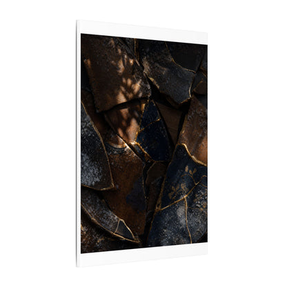 Fukinsei Broken Pottery Canvas Art - Dark Japandi Dark Texture