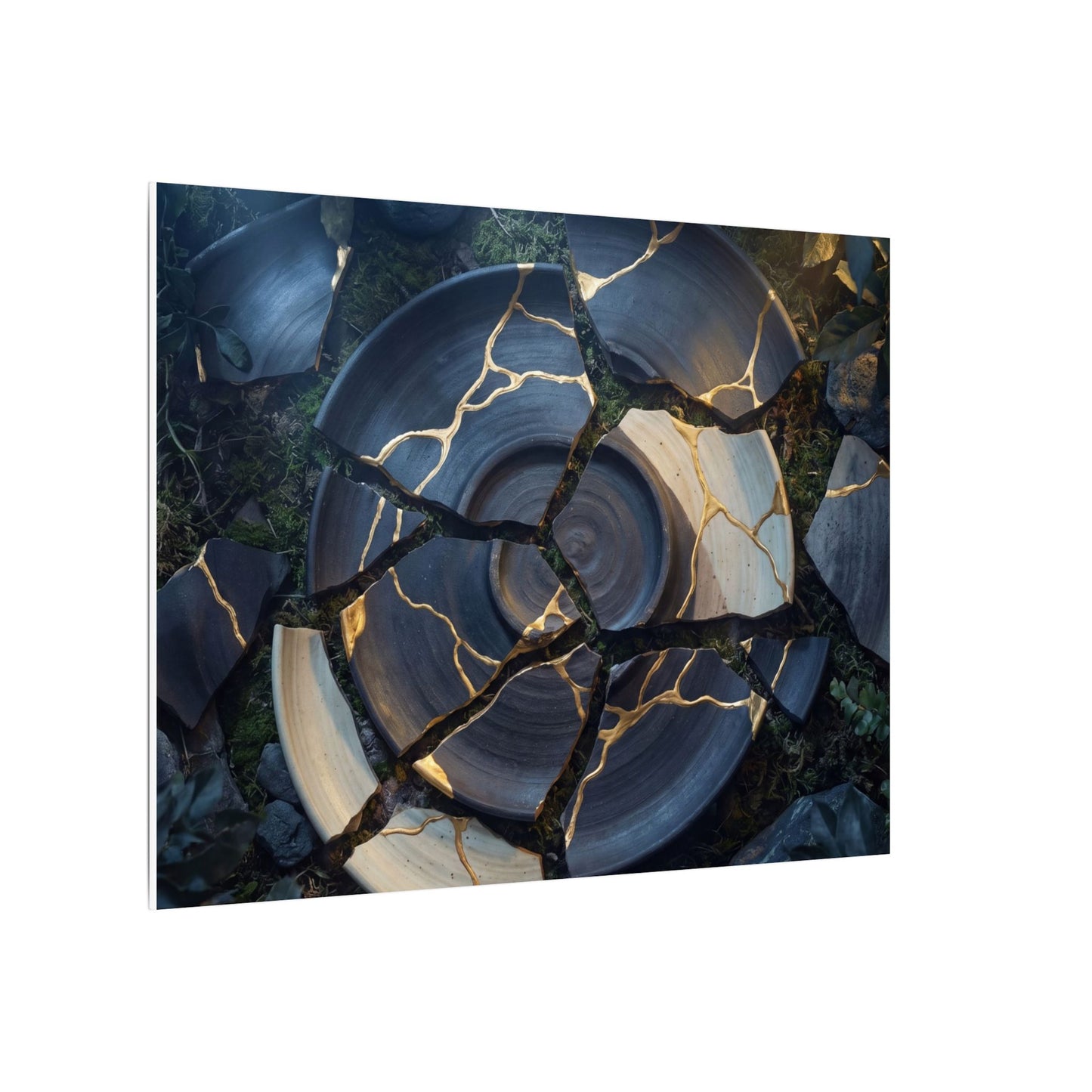 Resilient Broken Pottery Canvas Art - Gold Vein Kintsugi