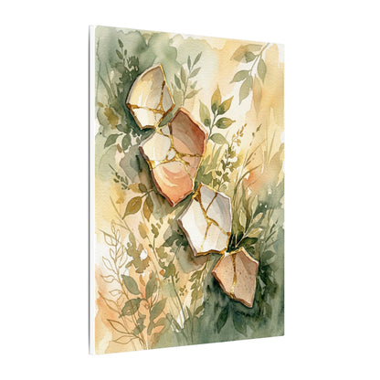 Japandi Broken Pottery in Golden Hour | Watercolor Canvas Art