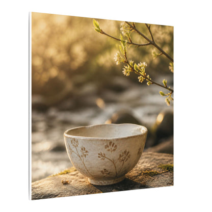 Neutral Ceramic Bowl Canvas Art - Japanese Pattern Japandi