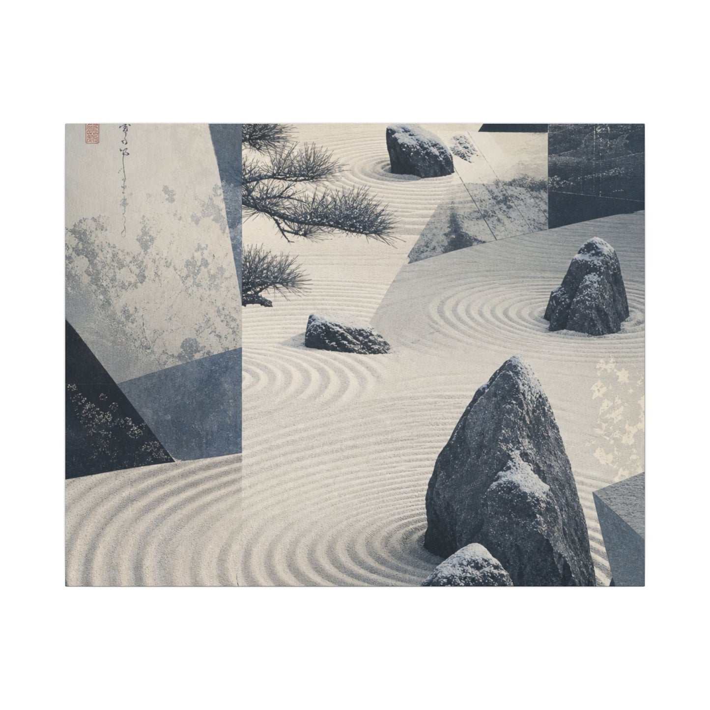 Seijaku Rock Garden Canvas Art - Zen Ukiyo E Inspired