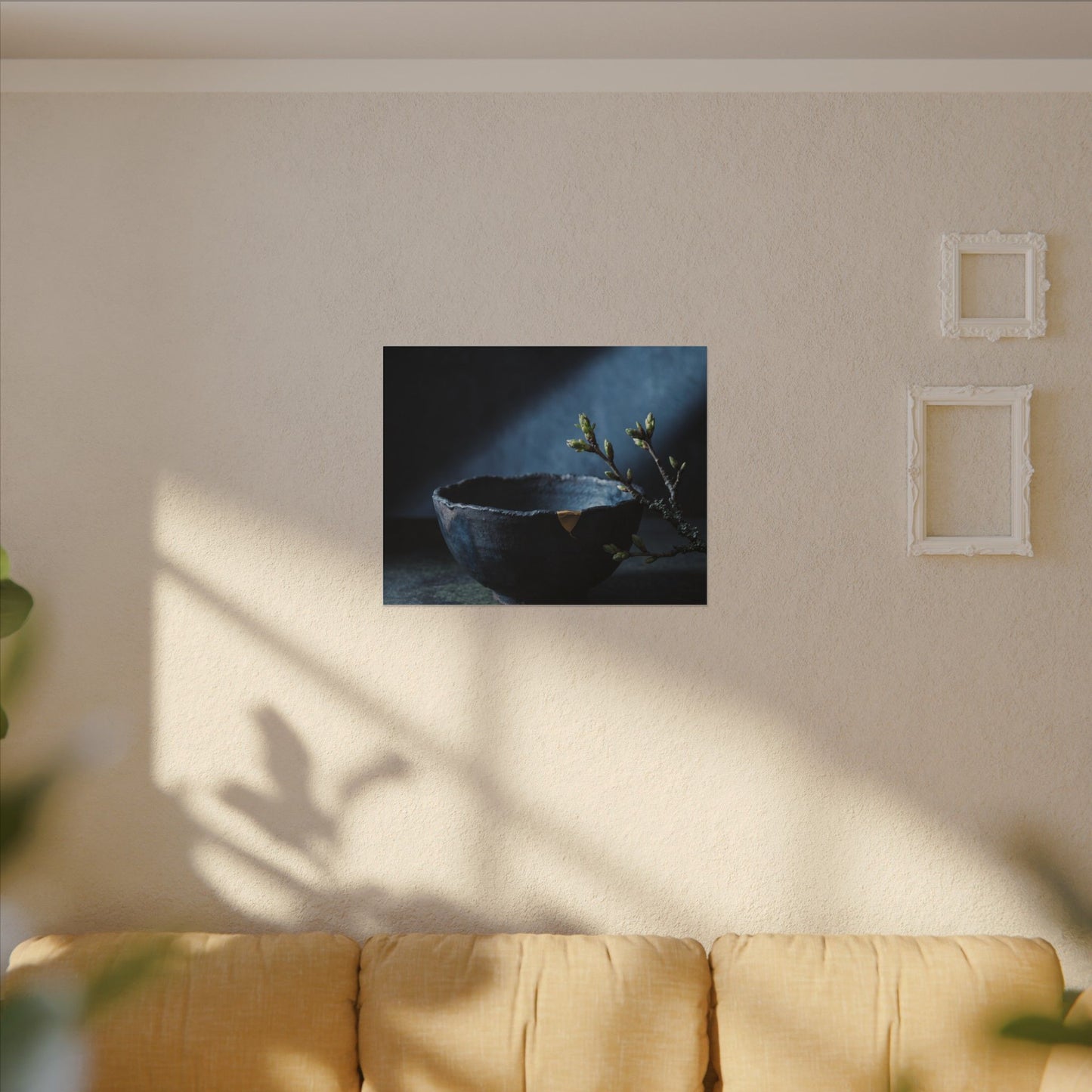 Sophisticated Ceramic Bowl Canvas Art - Shadow Zen Dark Japandi
