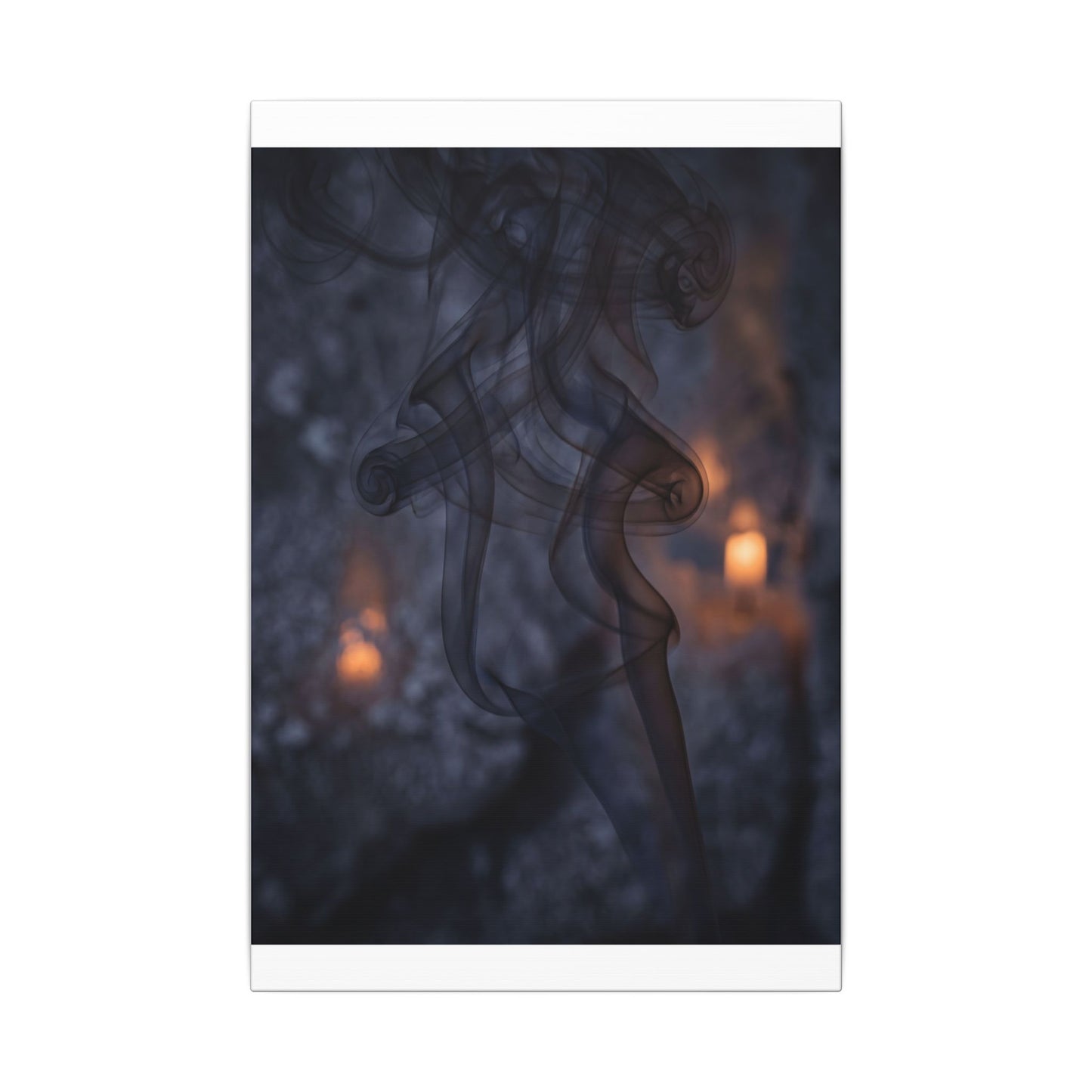 Incense Smoke Winter Canvas Art | Dark Japandi Sophisticated Design