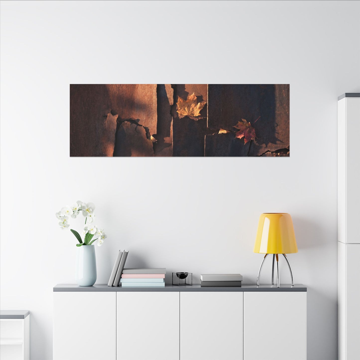 Seijaku Rust Patina Canvas Art - Dark Japandi Shadow Zen